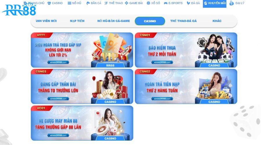 Chơi Casino tại RR88 nhận ưu đãi hấp dẫn