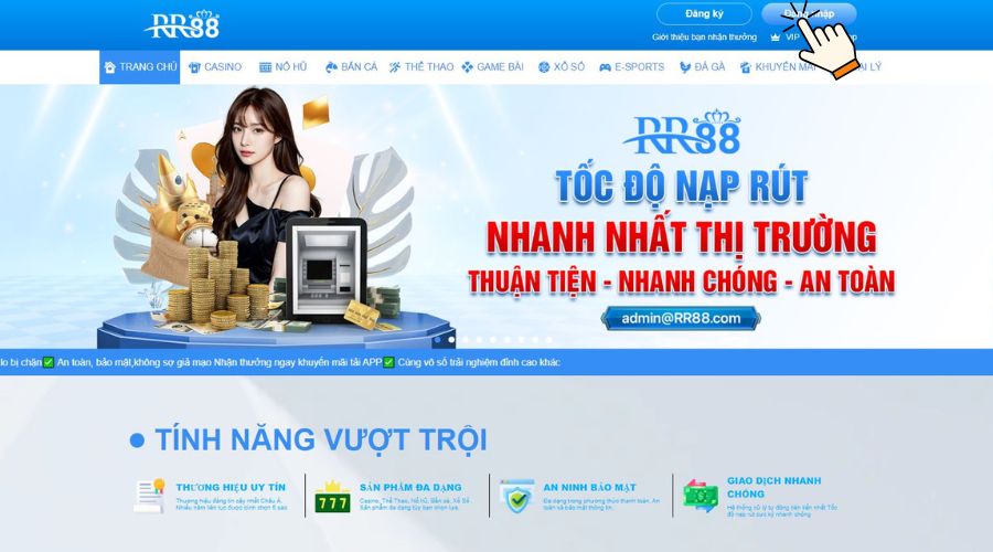 Truy cập RR88 -> Đăng ký/đăng nhập tài khoản